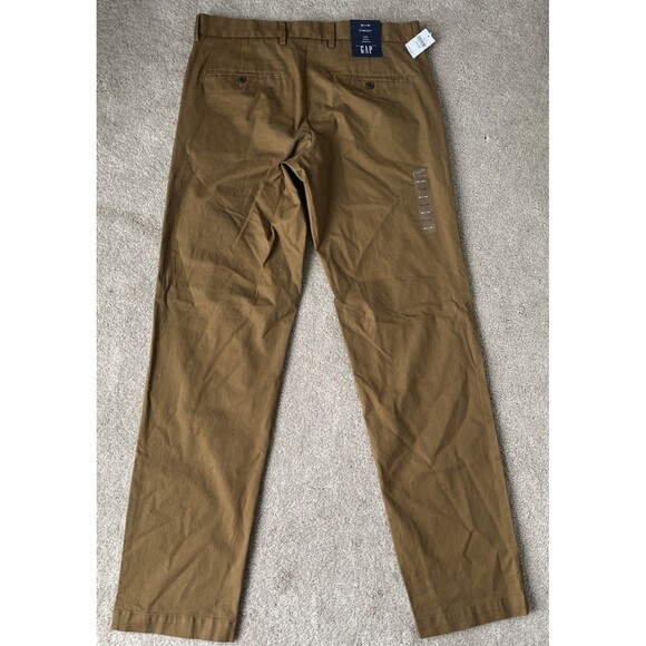 Gap Chino Pants Mens 34x34 Brown Straight Stretch Midrise Career Office Staple - Picture 2 of 6